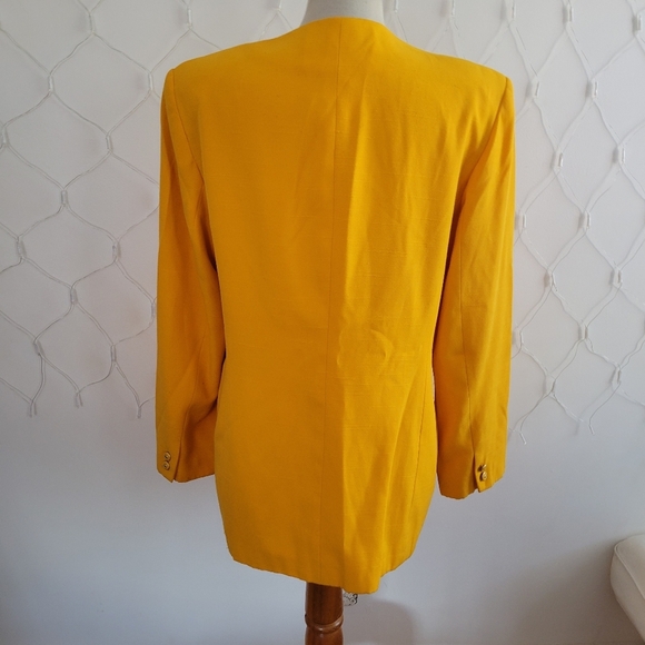 Vintage Oleg Cassini Suit Jacket / Goldenrod / Oversized / Tagged Size 16 - Picture 5 of 8